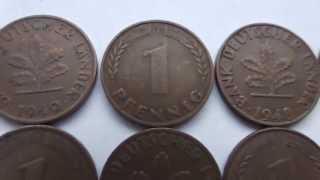 1 Pfennig Münzen aus den Jahren 1948 und 1949 in HD [upl. by Eniahs677]