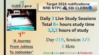 Day 019 Session3  studywithmelive  rrbntpc2024 and sbiclerk2024  Guide2gove [upl. by Zephan]