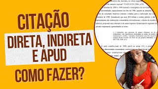 Citações acadêmicas na prática exemplos de citação direta indireta e citação de citação [upl. by Aedrahs772]