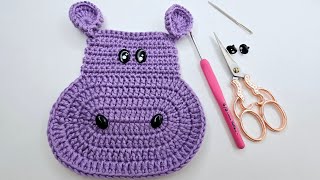 patrón a crochet hipopótamo a crochet agarradera de cocina aplicación ganchillo 🏡😍💖🤗🧶 [upl. by Art]