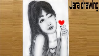 How to draw Cute girl  Drawing Tutorial for beginners  Face Drawing  pencil sketch [upl. by Fredric]