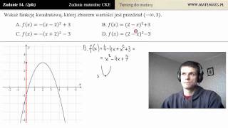Zad 14 Funkcja kwadratowa  zbiór wartości trening do matury [upl. by Dannica]