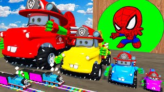 Big amp Small McQueen FIRE Truck vs Long Slide Game with Trains vs Portal Trap  BeamNGDrive 3 [upl. by Tcideneb]