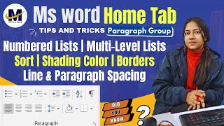 paragraph group in home tab numbering list line spacing word sort in word hometab msexcelwire [upl. by Maressa]