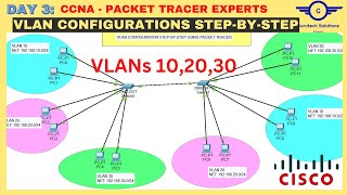 CCNA DAY 3 VLANs Configuration StepbyStep Using Cisco Packet Tracer  FREE CCNA 200301 [upl. by Slifka420]