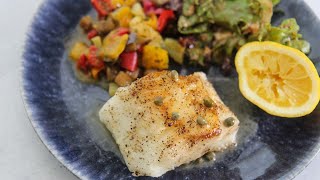 Pan Seared Chilean Sea Bass with Lemon Butter Sauce [upl. by Amieva]