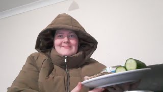 Ryvita Mukbang mukbang pufferjacket asmr ham cucumber ryvita creamandchivedip dip [upl. by Ansley142]