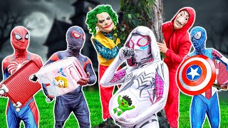 PRO 5 SUPERHERO TEAM  SPIDERGIRL Destroy JOKER thief  LIVE ACTION   Bunny Life [upl. by Hebner839]