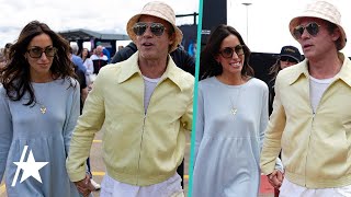 Brad Pitt amp Ines De Ramon HOLD HANDS At British Grand Prix [upl. by Britt]