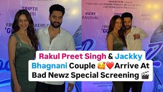 Rakul Preet Singh amp Jackky Bhagnani Couple 🥰 Arrive At Bad Newz Special Screening [upl. by Novello]