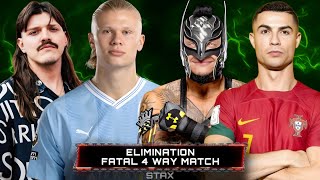 Erling Haaland VS Rey Mysterio VS Dominik Mysterio VS Cristiano Ronaldo  Elimination Fatal 4 WAY [upl. by Bartlett601]