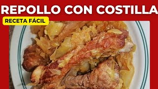 GUISO DE REPOLLO con COSTILLA de CERDO  ALMUERZO RÁPIDO Y SABROSO [upl. by Auqinom]