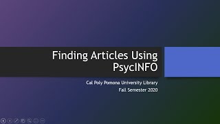 Finding Articles using PsycINFO [upl. by Fotinas]