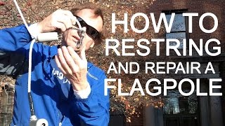 FlagDeskcom  How to replace flag pole rope proper knot and flag snap hooks [upl. by Ynahpit]