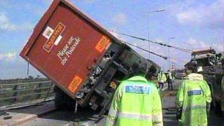 Vehicle Recovery Roll Over with air cushions on M25 in 1993 [upl. by Gaither122]