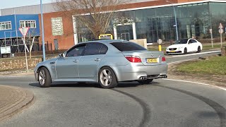 BMW M5 V10 with Eisenmann Straight Pipes Exhaust Burnout Drifts Revs [upl. by Adorl879]