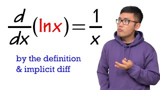 how do we know the derivative of lnx is 1x the definition amp implicit differentiation [upl. by Philcox687]