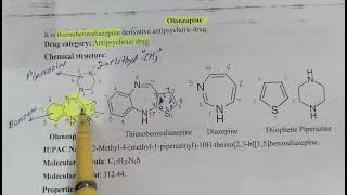 Olanzapine Antipsychotic drugIUPAC NameThienobenzodiazepineUsesD PharmPharma Chemistry [upl. by Petrine]