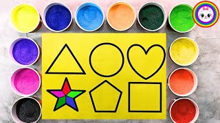 Sand painting coloring simple shapes for kids and toddlers  Easy Shapes Sand Art [upl. by Mahalia903]