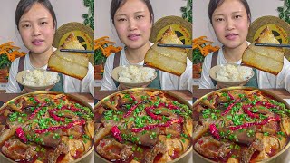 Lets Eat With Jin Spicy Pork Hot Pot Home Cooking Food [upl. by Anastas]