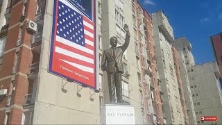 Pristina Kosovo Downtown Street Walk  Bill Clinton Sq etc  Steven Heap [upl. by Niggem]