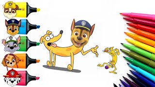 Drawing And Coloring Chase Characters from Paw Patrol 🐾🐕 🌈 Drawing for kids step by step 15 [upl. by Betteanne]