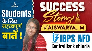 Success story of Aishwarya M  Selected in IBPS SO AFO 202324 IN Central Bank of India [upl. by Sherilyn931]