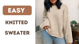 Easy knitted sweater tutorial  Free Knitted Sweater Pattern  No sewing knit sweater [upl. by Renita]