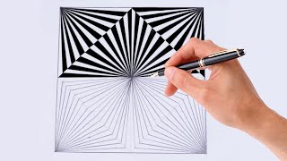 How To Draw Geometric Square Design  3d Drawing Design  Optical illusion  3d Drawing trick [upl. by Oibaf]