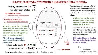 Ellipse planetary path method and ellipse sector area formula [upl. by Milburr]