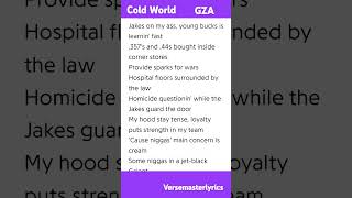 Cold WorldGZA Verse 2 Inspectah Deck rap hiphop music wutangclan [upl. by Corell]