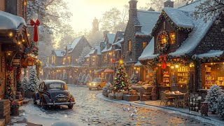 Holiday Jazz Ambience 🎅 Cozy Café amp Snowy Christmas Town Streets ❄️ Relaxing Christmas Night Vibes [upl. by Tallou]