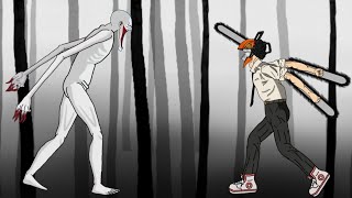 Chainsaw man vs scp fight  drawing cartoon2 animation [upl. by Areta823]