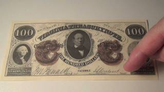 1862 100 Virginia Treasury Note [upl. by Annekcm220]