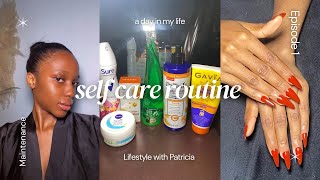 SELF CARE MAINTENANCE ROUTINE  hair wash manicure and pedicure skincare [upl. by Cherrita]