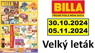 BILLA Velký leták ✅ Leták platnost od 30102024 do 05112024  AKTUÁLNÍ NABÍDKOVÉ A KATALOGY [upl. by Lux]