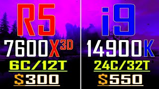 RYZEN 5 7600X3D vs INTEL i9 14900K  PC GAMES BENCHMARK TEST [upl. by Ikairik]