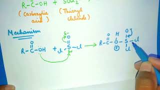 Mechanism of the reaction between Carboxylic acid RCOOH and thionyl chloride SOCl2 [upl. by Viola]