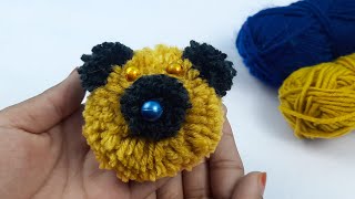 Easy Pom Pom Teddy Bear Making with Fingers  Amazing Woolen Craft Idea How to Make Teddy Bear [upl. by Arim598]