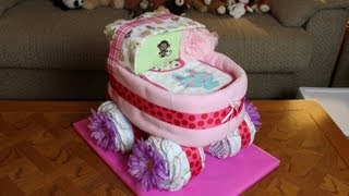 Baby Carriage Diaper Cake How To Make [upl. by Aicnerolf]