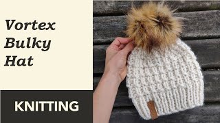 How to Knit a Chunky Hat on Circular Needles for Beginners  Chunky Knitted Hat  Vortex Beanie [upl. by Ardenia]