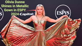 LSU Gymnast Olivia Dunne Shines in Metallic Gown at 2024 ESPY Awards  espys oliviadunne enews [upl. by Eanrahs]