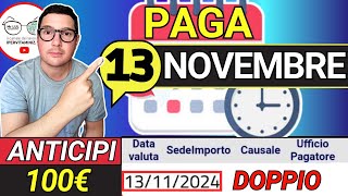 Inps PAGA 13 NOVEMBRE ⚡ DATE ANTICIPI ADI AUU PENSIONI AUMENTA BONUS 100€ 155€ NATALE INVALIDI [upl. by Drabeck183]