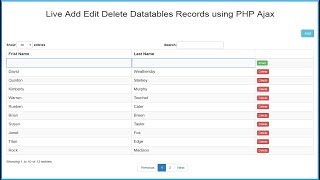 Datatables Live Records Add Edit Delete using PHP Ajax JQuery [upl. by Dazhehs]