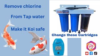 How to remove Chlorine from tap water using a 3 stage dechlorinator filter amp change the cartridges [upl. by Rimat]