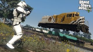 GTA 5 Mods  STORMTROOPER VS THE TRAIN [upl. by Maddis835]