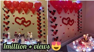 DIY Easy surprise Birthday Decoration For Husband Anniversary Or Valentinesday Decoration [upl. by Itsur]