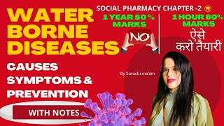 Water Borne Diseases ll Causes Symptoms amp Prevention ll Social Pharmacy Chapter 2 ll With Notes [upl. by Hermina]