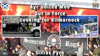 Ayr Mob Out in Force Looking for Killie  Somerset Ragazzi Pyro  Ayr United 3  Kilmarnock 2 [upl. by Wootten]