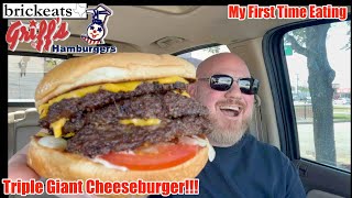 Griffs Hamburgers First Time Triple Giant Cheeseburger brickeats [upl. by Soalokin944]